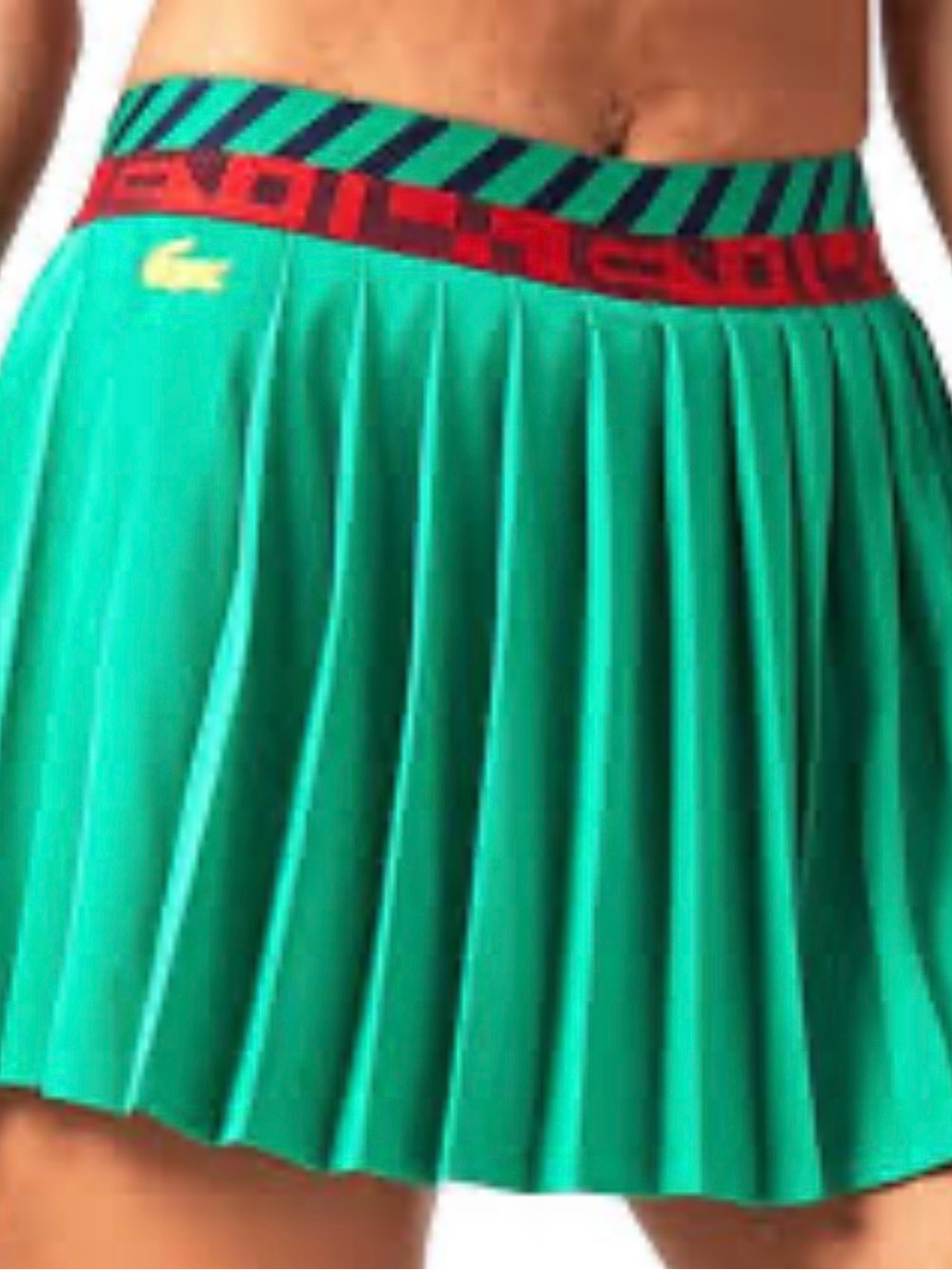 Lacoste Pleated Skater Tennis Skirt with Striped Elastic Waistband